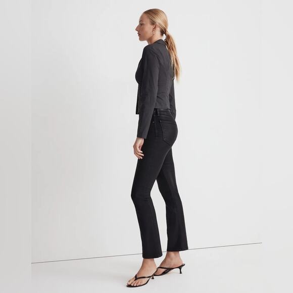 Madewell Tall Kick Out Crop Jeans in True Black Wash: Coated Edition NN725 T 23 - Picture 3 of 7
